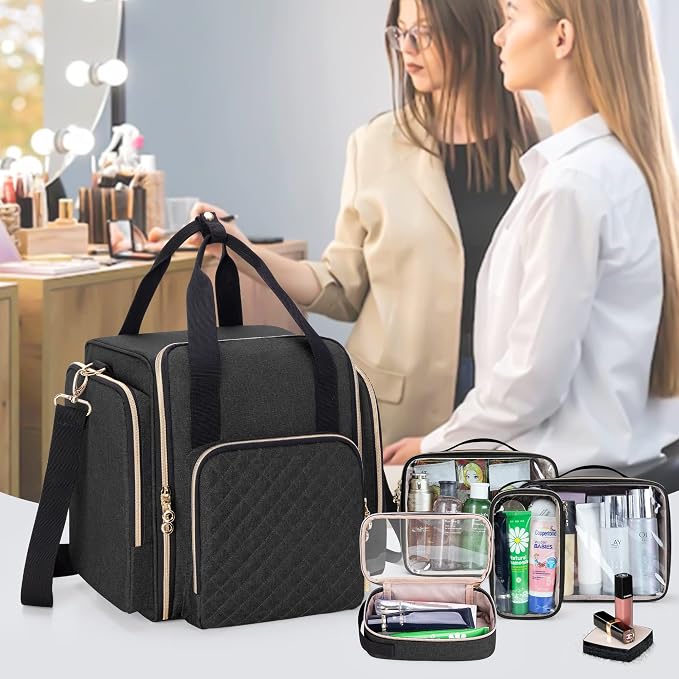 LUXJA Travel Makeup Bag with 4 Inner Removable Cases, Large Cosmetic Bag with - Image 8