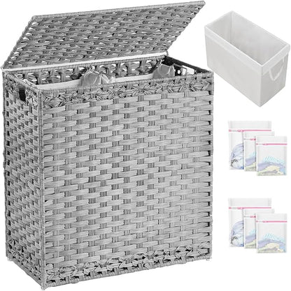 Laundry Hamper with Lid Wicker Laundry Basket 112 L Laundry Hampers Handwoven by SETVSON