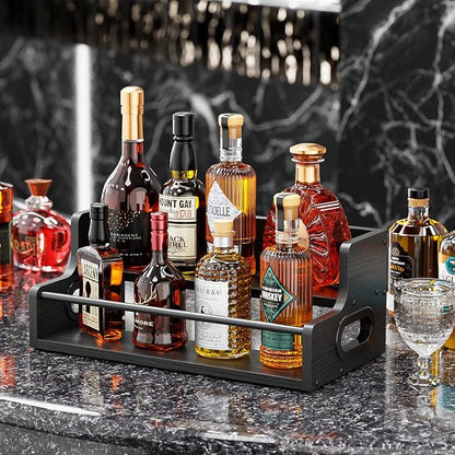 KLM Liquor Bottle Display Shelf, Coffee Syrup Rack Organizer, 2 Step Countertop - Image 2