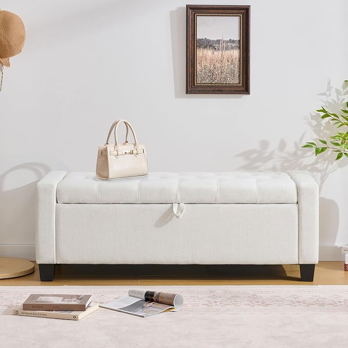 Huatean Home 43" Ottoman with Storage, Upholstered Entryway Bench with Seating - Image 8