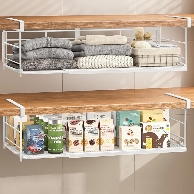 Expandable Under Cabinet Shelf, Extendable Under Shelf Storage by SHINEWON
