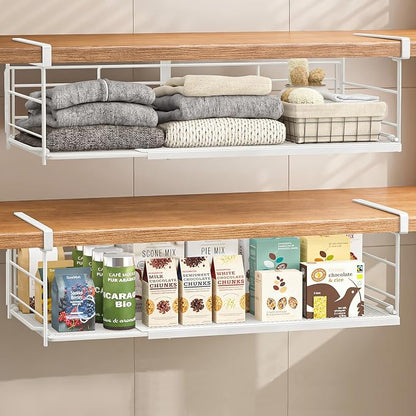 Expandable Under Cabinet Shelf, Extendable Under Shelf Storage by SHINEWON