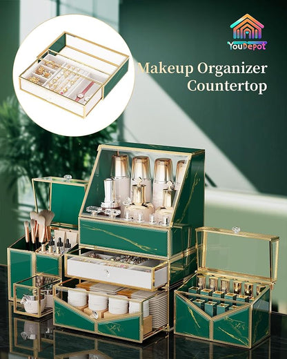 Extra Large Makeup Organizer, Glass Cosmetic Storage - Image 2