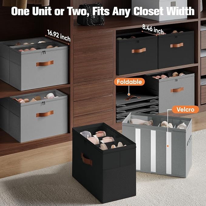 2 Pack Shoe Organizer for Closet, Foldable Shoe Storage Organizer - Image 3