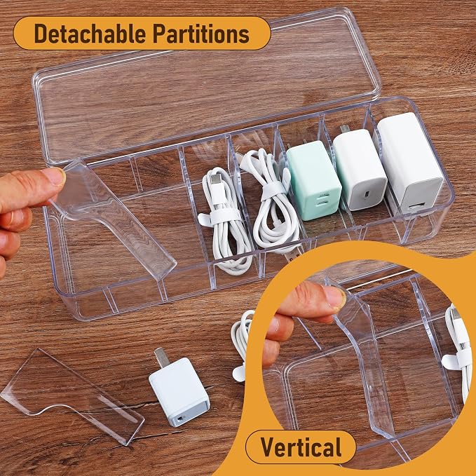 2 Pack Cable Organizer Box, Plastic Cord Storage Box - Image 4