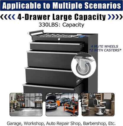 Rolling Tool Chest with Wheels, 4 Drawer Tool Storage Cabinet, Portable Toolbox - Image 5