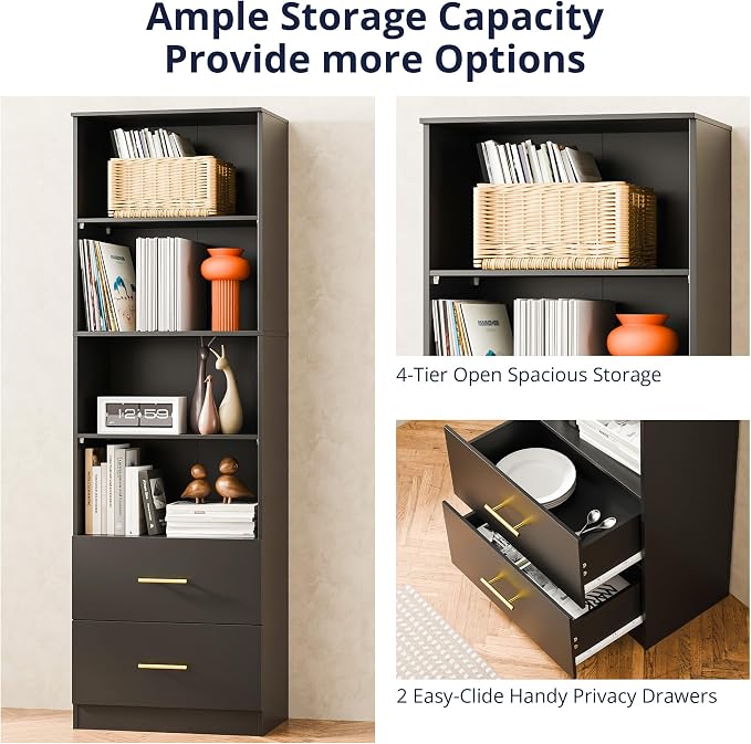 Cozy Castle 74.1'' Bookshelf, Tall Bookcase - Image 3