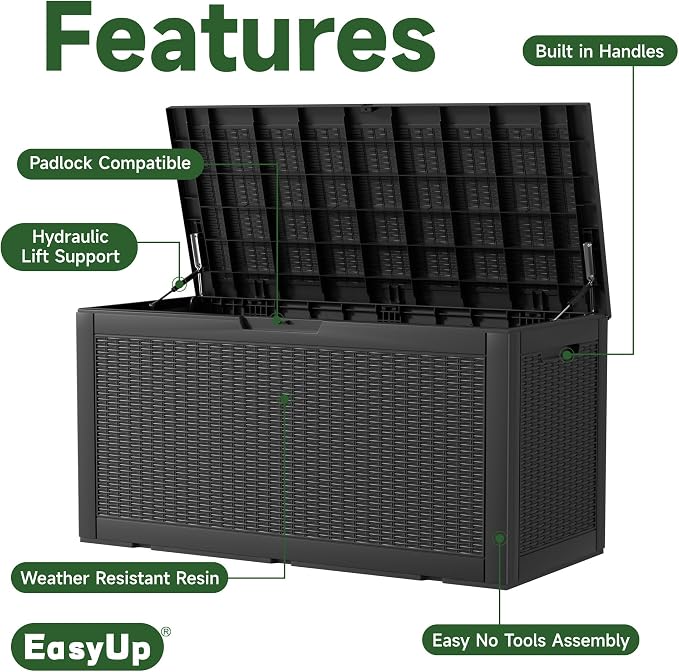 EasyUp 100 Gallon Deck Boxes Waterproof, Outdoor Large Storage Boxes - Image 5