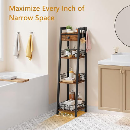 4-Tier Narrow Bathroom Table Ladder Shelf - Image 4