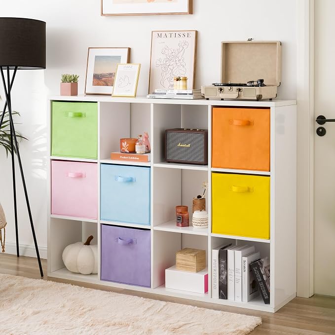 GRANNY SAYS 13 Inch Cube Storage Bins, Pastel Color, Colorful Fabric Storage - Image 2