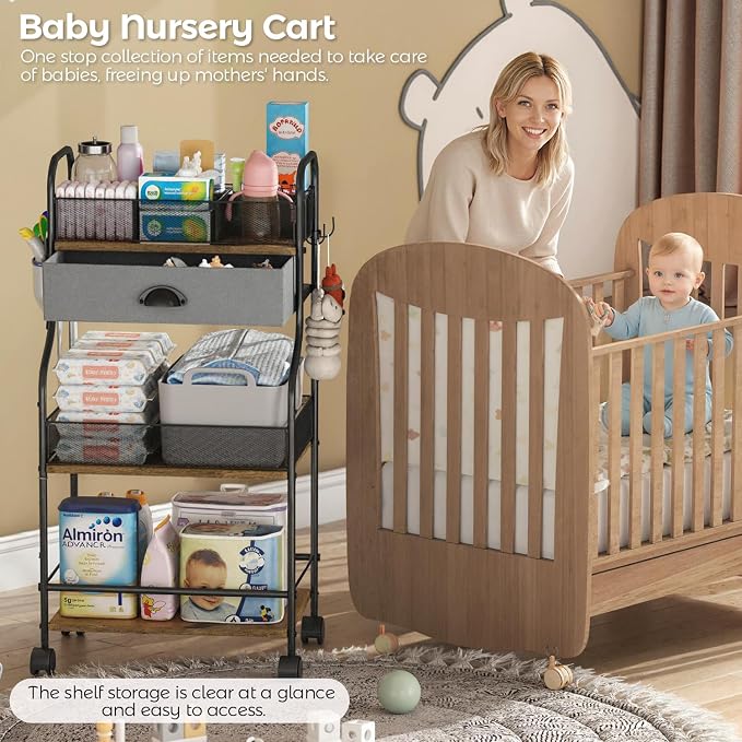 3-Tier Baby Diaper Caddy Cart Organizer - Image 5