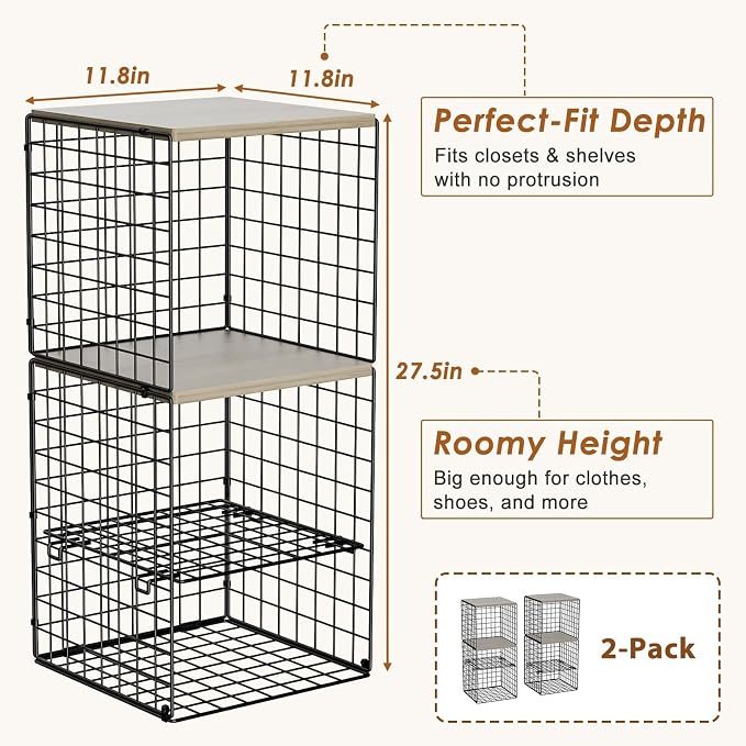 2 Pack Closet Organizer System, Extra Tall Stackable Closet Shelves | Large - Image 4