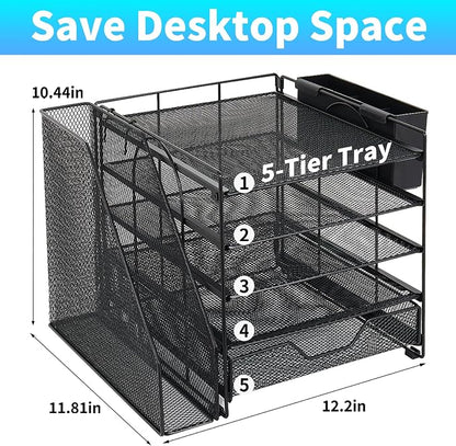 Desk Organizers and Accessories, 5-Tier Paper Letter Tray Organizer - Image 2