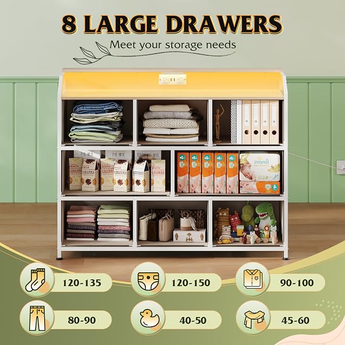 WLIVE Dresser for Bedroom, 8 Drawer LED Dresser - Image 4
