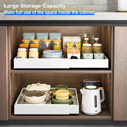 Mustorn 2 Pack Pull Out Cabinet Organizer, Expandable Slide Out Drawers - Image 4