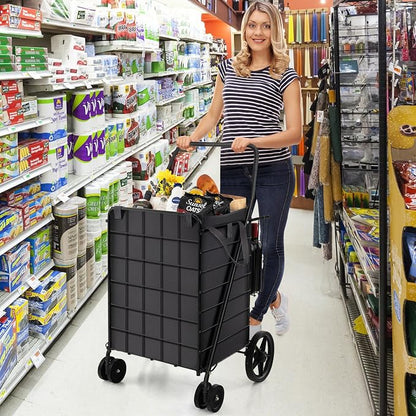 Goplus Folding Shopping Cart for Groceries, Upgraded Jumbo Grocery Cart - Image 8