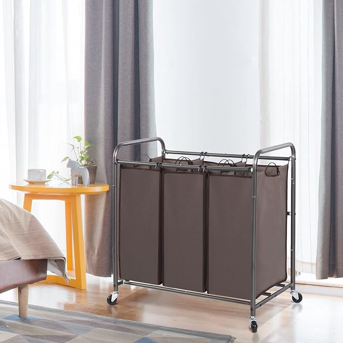 STO STO Laundry Sorter 3 Section, 3 Bag Laundry Hamper, Rolling Laundry Cart - Image 2