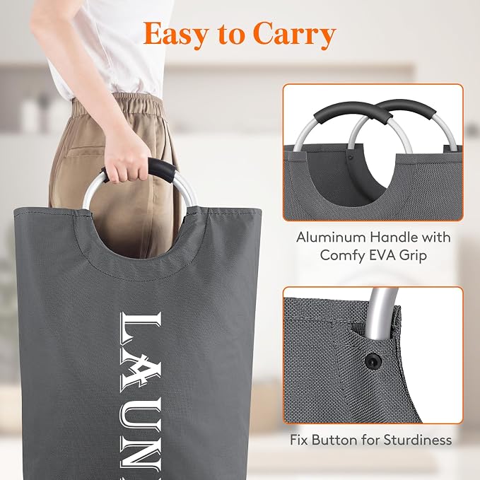 Lifewit 100L 2-Pack Large Laundry Basket, Collapsible Laundry Hamper - Image 3