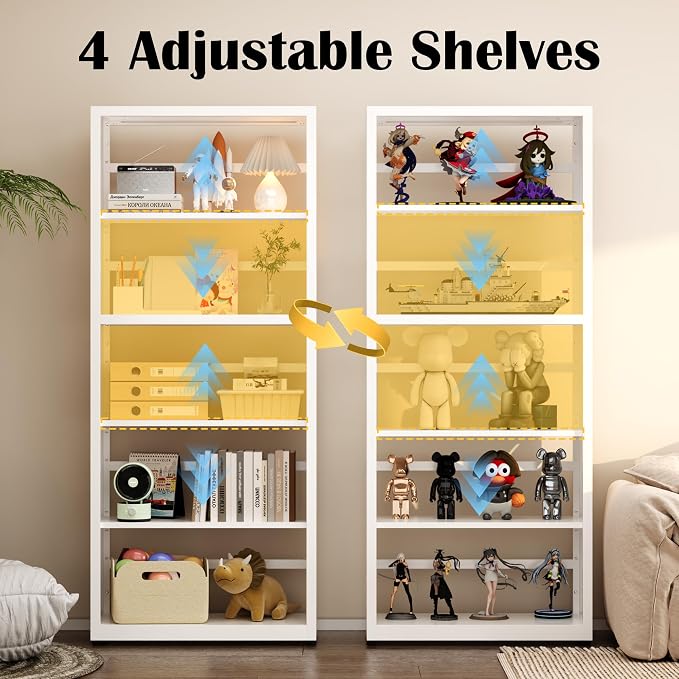 Industrial Bookshelf, 5 Tier Bookcase, Home Office Bookcase Shelf Storage - Image 5