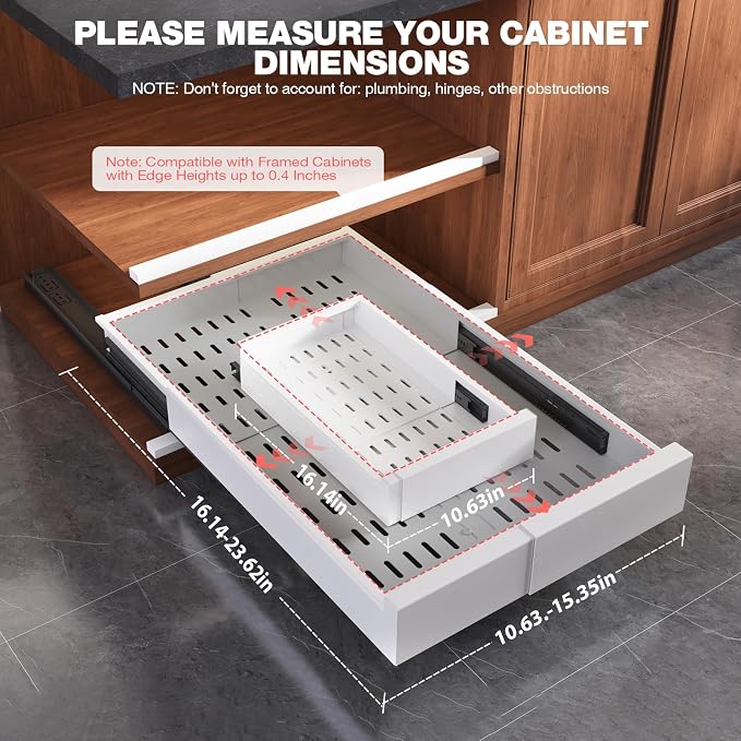 2 Pack Pull Out Cabinet Organizer Expandable Width and Depth, Slide Out Drawers - Image 5