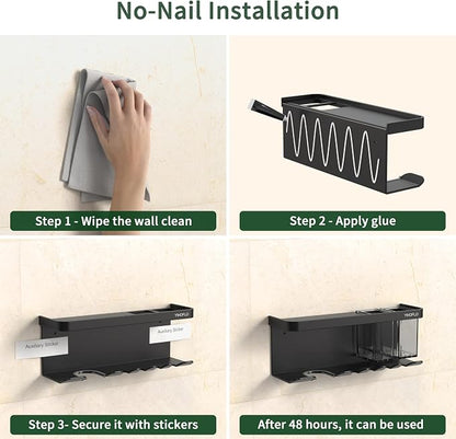 Hair Dryer Holder Wall Mounted Adhesive/Drilling, Hair Dryer Storage Organizer - Image 6