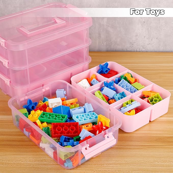 CraftGenes Art Supply Storage Organizer, 4-Tier 10 Qt Box, 2 Trays, Accessories - Image 7