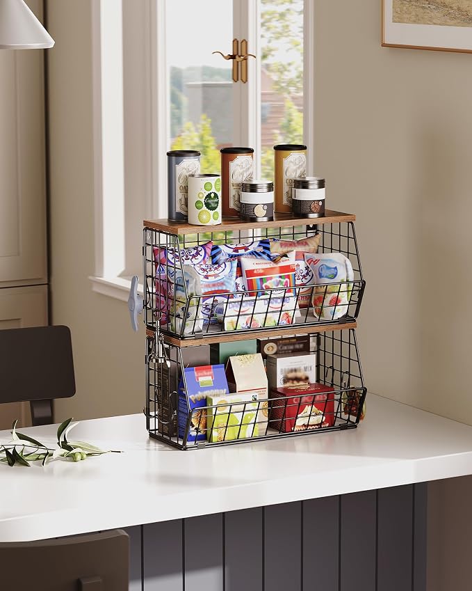 2-Tier Fruit Basket for Kitchen, Stackable wire basket - Image 2