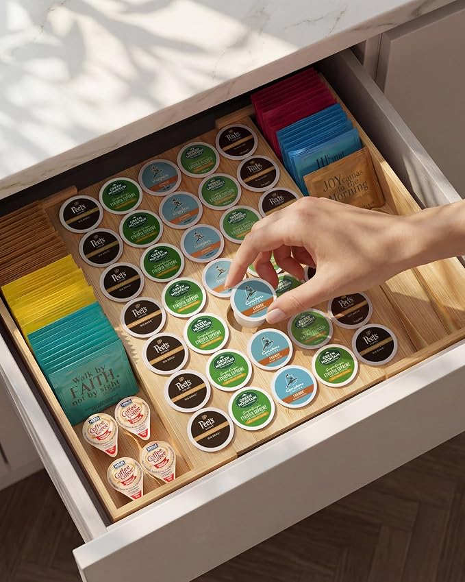 Larger Expandable Bamboo Coffee Pod Holder - Image 3