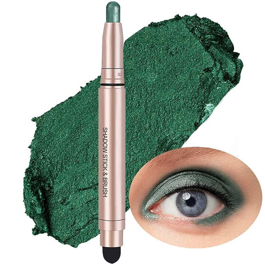 Green Eyeshadow Stick Makeup, Waterproof Hypoallergenic Long Lasting Cream Eye by Qeetvia