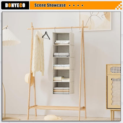Hanging Closet Organizer, Easy Mount Foldable 5-Shelf Hanging Closet Wardrobe - Image 5