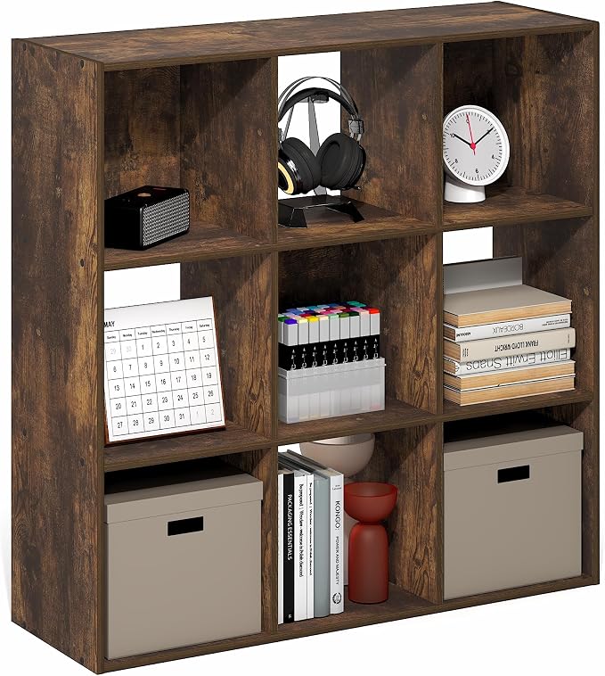 Furinno PELLI Book Shelf, 9-Cube Bookshelf, 3x3 Cube Storage Organizer Bookcase by Furinno-FitsYourSpaceFitsYourBudget