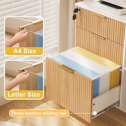 INNOD 3 Drawer Fluted Mobile Filing Cabinet - Image 3