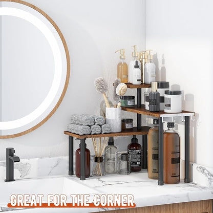 GHWIE Corner Shelf Organizer, 3 Tier Bamboo Kitchen Countertop Rack - Image 7