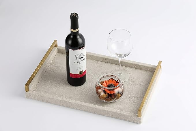 Ivory Shagreen Leather Serving Tray - Image 8