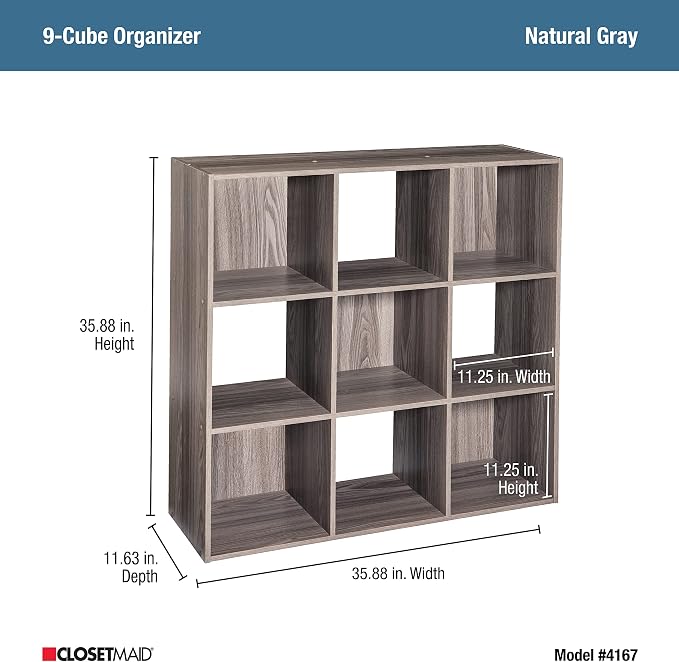 ClosetMaid Cubeicals 9 Cube Storage Shelf Organizer Bookshelf, Square Shape - Image 3
