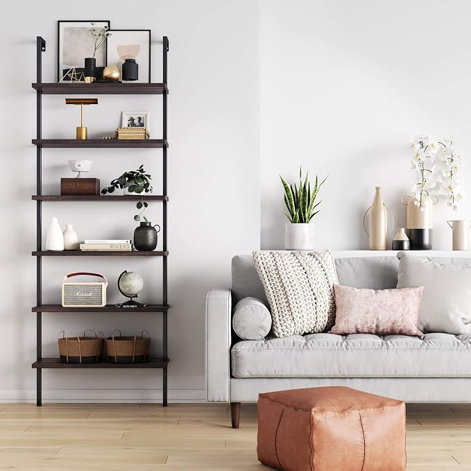 Nathan James Theo 6-Shelf Tall Bookcase, Wall Mount Bookshelf - Image 3