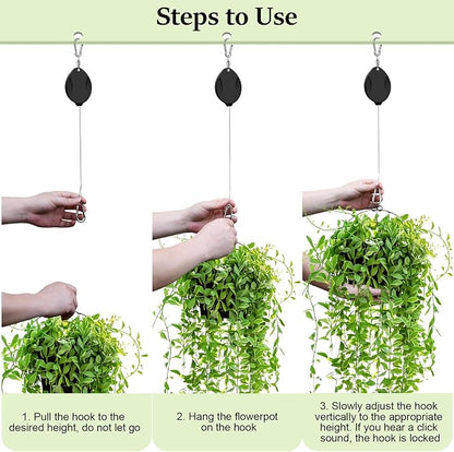 2Pcs Retractable Plant Hanger, Heavy Duty, Quick Auto Lock, Adjustable Hook - Image 6