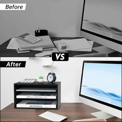 3 Tier Wood Desk Organizer, Mail Sorter and Paper Organizer - Image 6