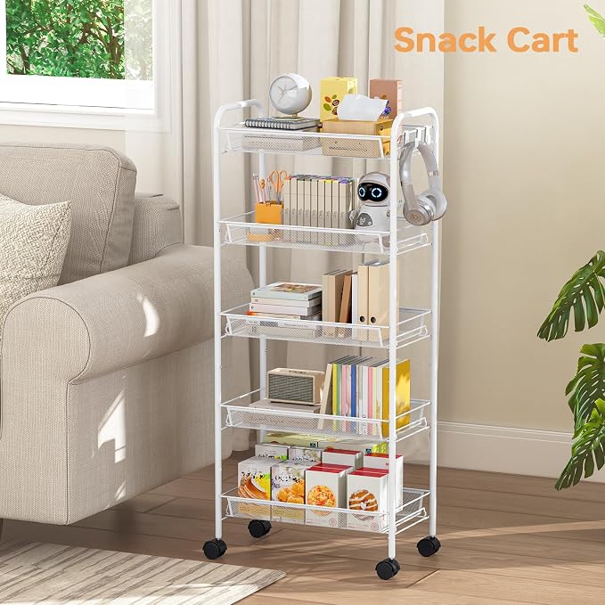 TOOLF 5-Tier Rolling Cart, Metal Utility Cart - Image 8