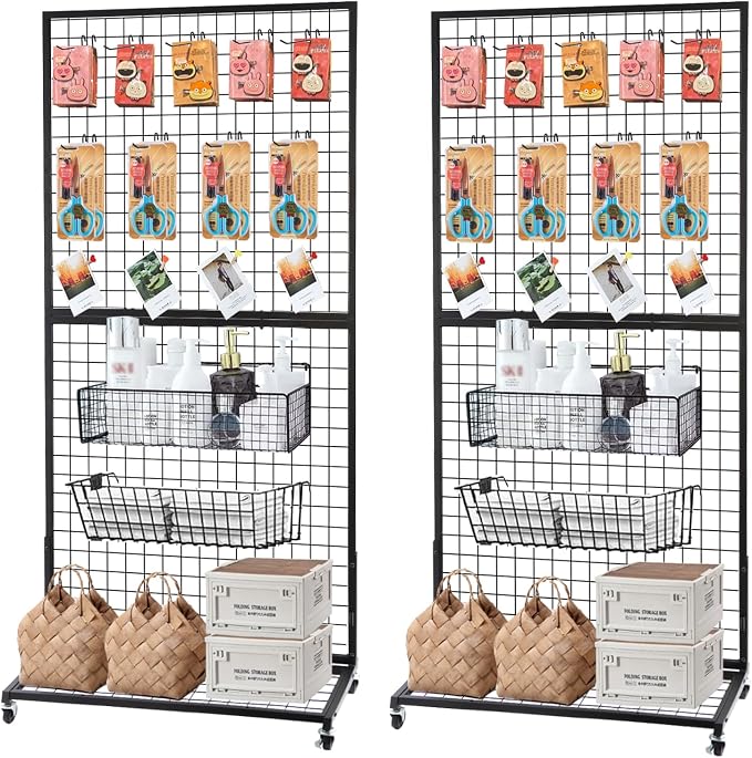 Grid Wall Panels, 2 Packs 3'x 6' Gridwall Display Stand by NectaCol
