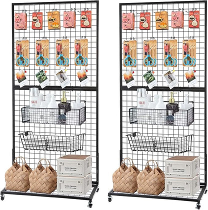 Grid Wall Panels, 2 Packs 3'x 6' Gridwall Display Stand by NectaCol