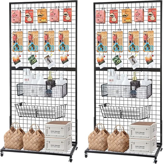 Grid Wall Panels, 2 Packs 3'x 6' Gridwall Display Stand by NectaCol