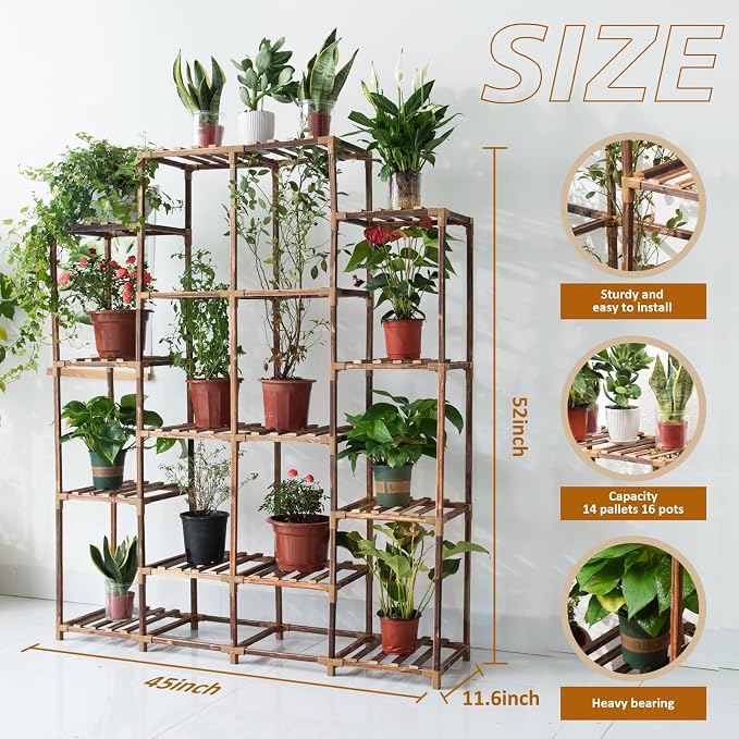 Uneedem Tall Shelf for Multiple Plants Indoor Outdoor 14 Tiers 16 Pot Holder - Image 3