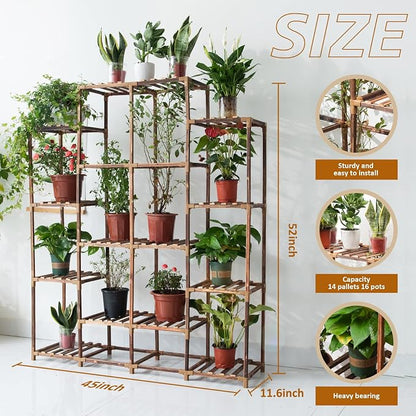 Uneedem Tall Shelf for Multiple Plants Indoor Outdoor 14 Tiers 16 Pot Holder - Image 3