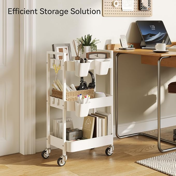 Nunsino 3 Tier Rolling Cart, Utility Cart - Image 3