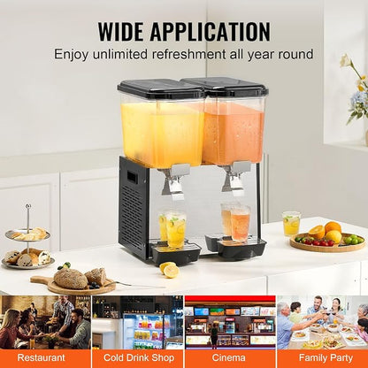 VEVOR Commercial Beverage Dispenser, 2 Tanks 18 L / 19 QT Per Tank Juice - Image 6