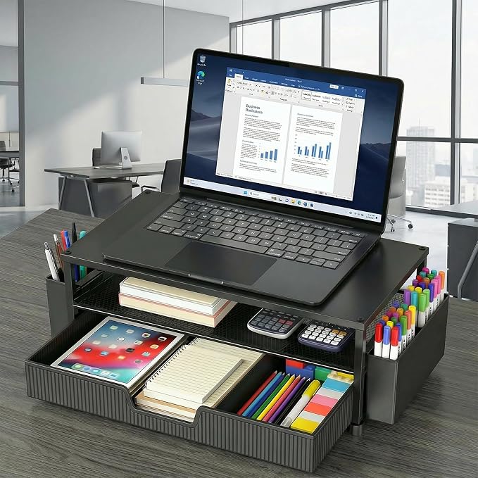 ECOLOVI Desk Organizer and Accessories, 2-Tier Computer Monitor Stand Rise - Image 5