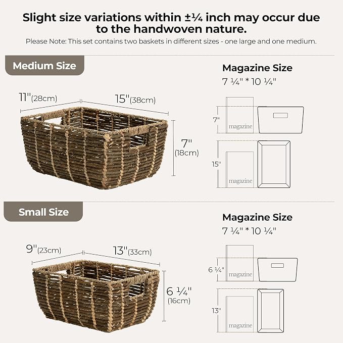 StorageWorks Wicker Baskets for Decor, Decorative Storage Basket - Image 2