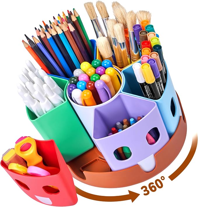 GAMENOTE Rotating Art Supply Storage Organizer, Lazy Susan Office School by Gamenote