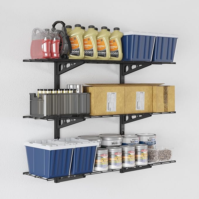 FLEXIMOUNTS 3 Tier 1x4ft Garage Storage Wall Shelving, 12x48inch per Shelf - Image 8